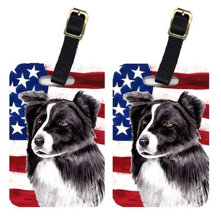 Carolines Treasures Carolines Treasures SC9009BT Pair Of USA American Flag With Border Collie Luggage Tags SC9009BT